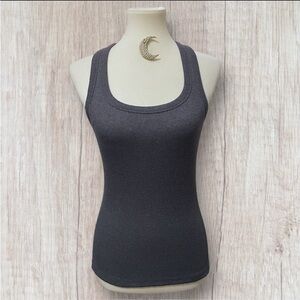 ALO Yoga Racerback Ribbed Shelf Bra Tank Top Charcoal Heather Grey Small VGUC